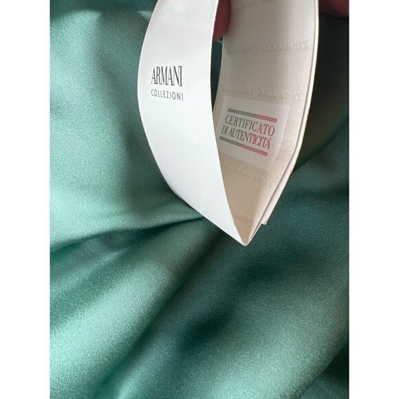 NWT Armani Collezioni Size 6 Mint Silk Shoulder Cocktail Midi Dress Authentic - Picture 11 of 16